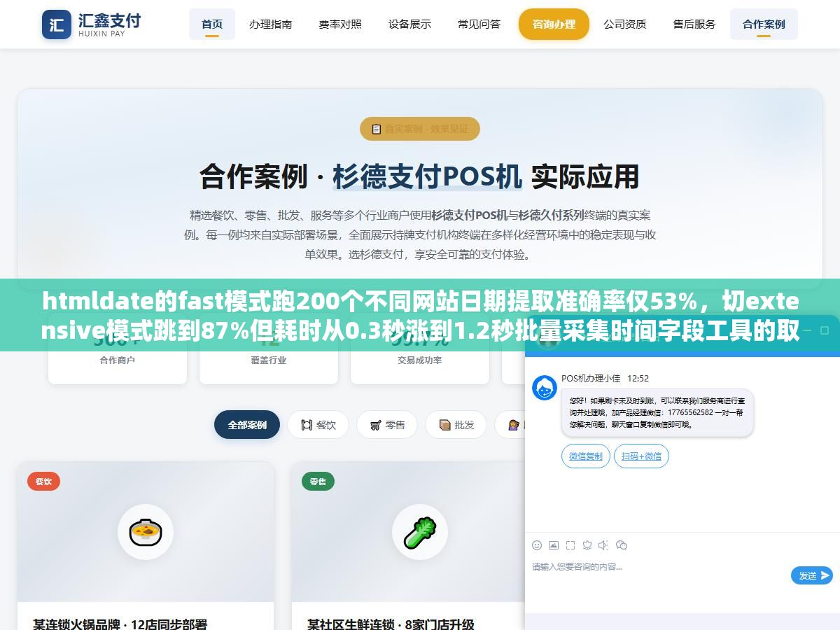 2 - htmldate的fast模式跑200个不同网站日期提取准确率仅53%，切extensive模式跳到87%但耗时从0.3秒涨到1.2秒批量采集时间字段工具的取舍与实测对比 - UC建站系统