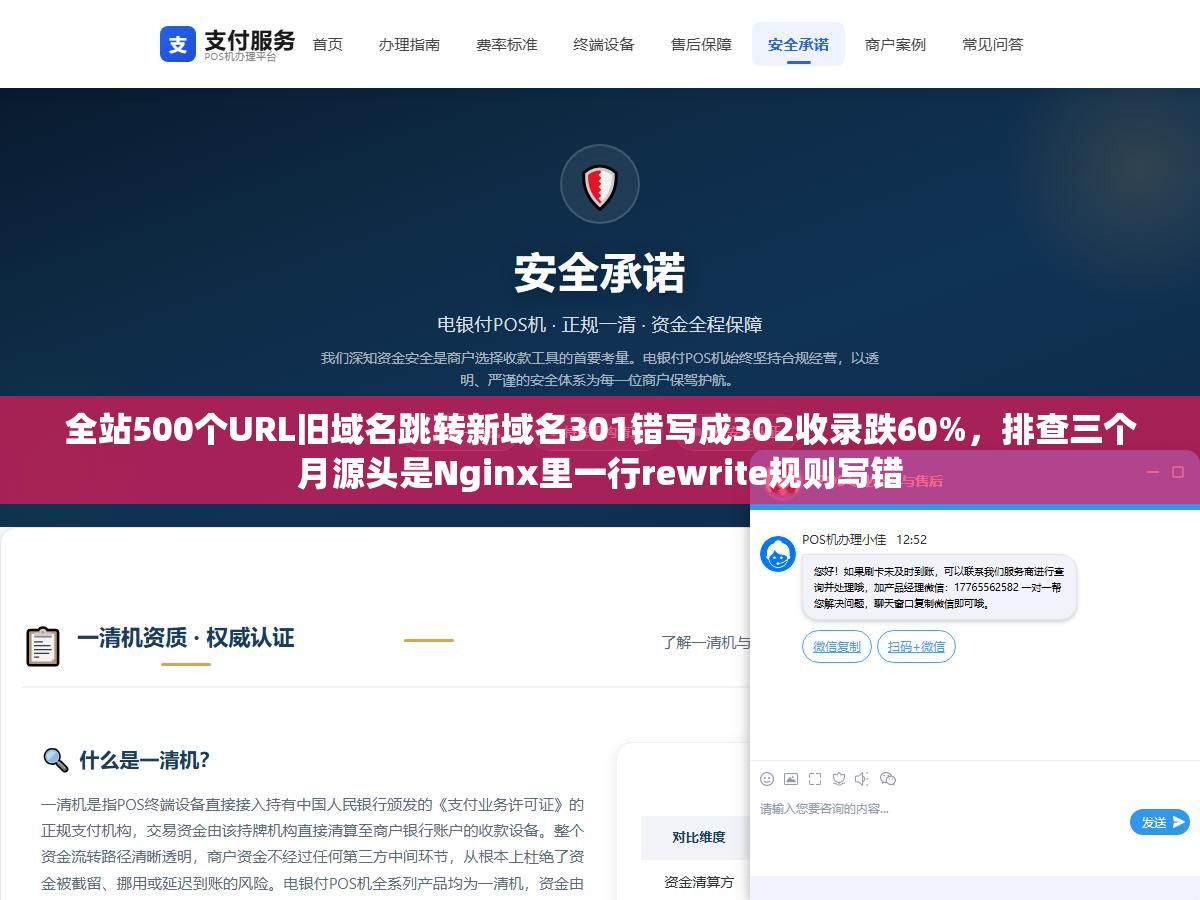 2 - 全站500个URL旧域名跳转新域名301错写成302收录跌60%，排查三个月源头是Nginx里一行rewrite规则写错 - UC建站系统