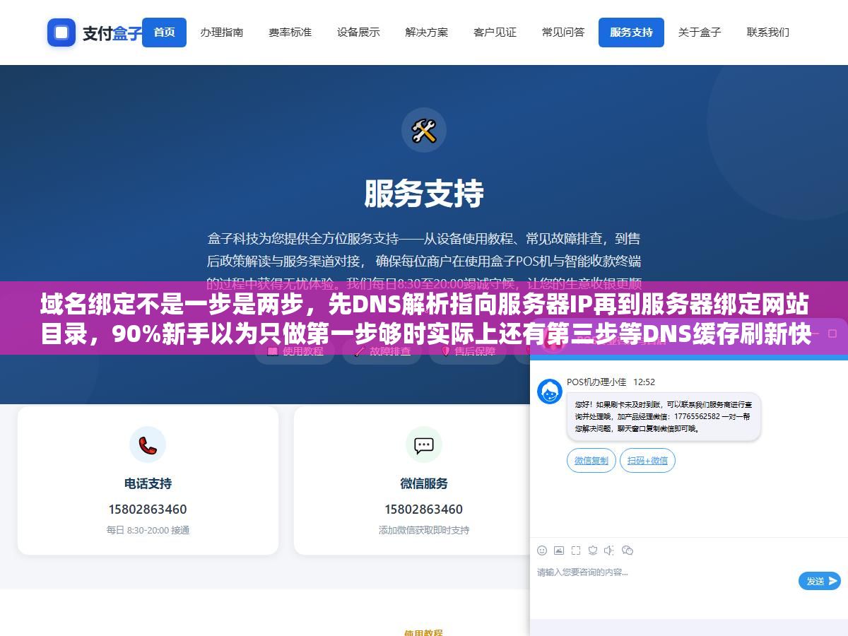 1 - 域名绑定不是一步是两步，先DNS解析指向服务器IP再到服务器绑定网站目录，90%新手以为只做第一步够时实际上还有第三步等DNS缓存刷新快几分钟慢48小时 - UC建站系统