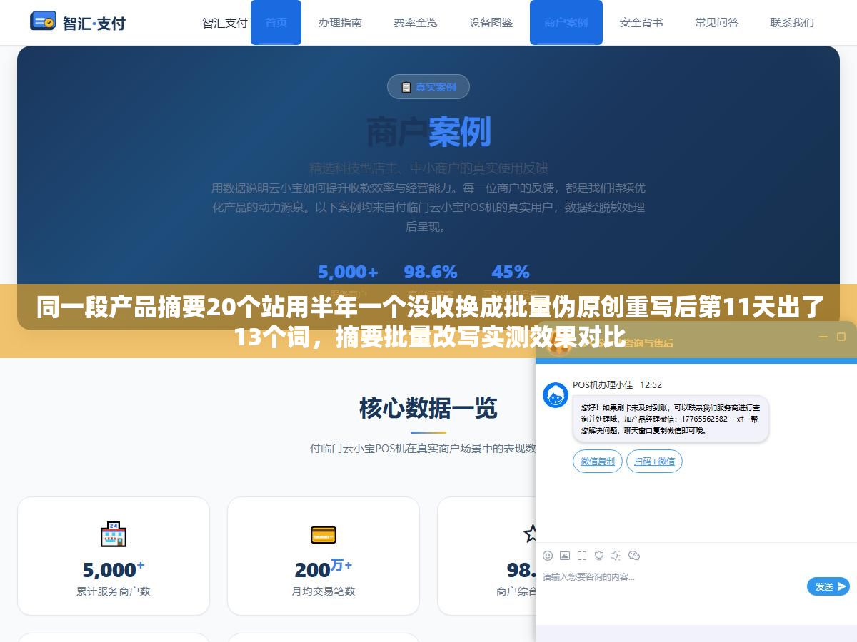 2 - 同一段产品摘要20个站用半年一个没收换成批量伪原创重写后第11天出了13个词，摘要批量改写实测效果对比 - UC建站系统