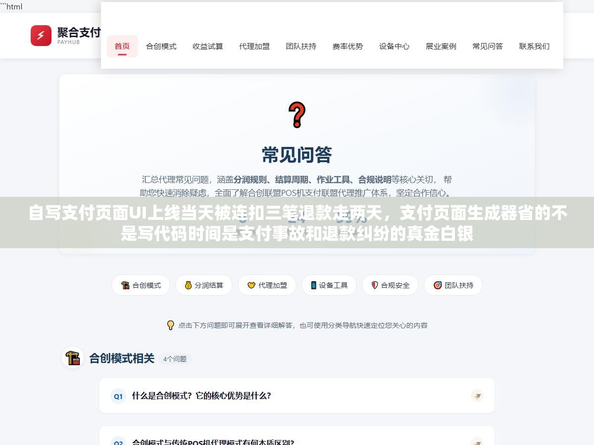 3 - 自写支付页面UI上线当天被连扣三笔退款走两天，支付页面生成器省的不是写代码时间是支付事故和退款纠纷的真金白银 - UC建站系统
