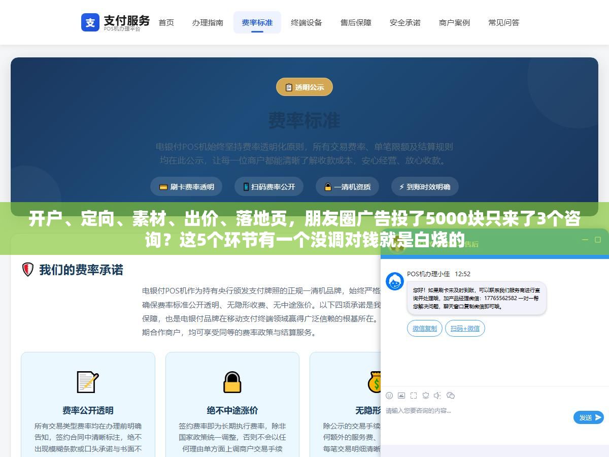 1 - 开户、定向、素材、出价、落地页，朋友圈广告投了5000块只来了3个咨询？这5个环节有一个没调对钱就是白烧的 - UC建站系统