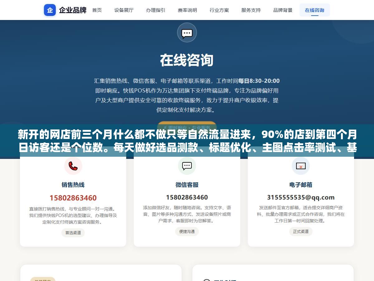 2 - 新开的网店前三个月什么都不做只等自然流量进来，90%的店到第四个月日访客还是个位数。每天做好选品测款、标题优化、主图点击率测试、基础销量搭建、客服响应这五件事，第六个月能不能稳定日出30单就看前三个月的底子打得怎么样 - UC建站系统