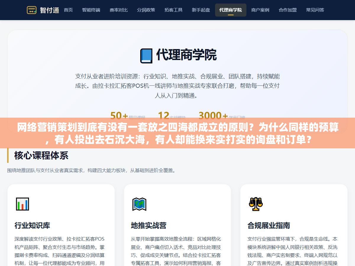 1 - 网络营销策划到底有没有一套放之四海都成立的原则？为什么同样的预算，有人投出去石沉大海，有人却能换来实打实的询盘和订单？ - UC建站系统