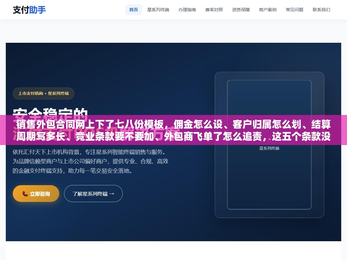2 - 销售外包合同网上下了七八份模板，佣金怎么设、客户归属怎么划、结算周期写多长、竞业条款要不要加、外包商飞单了怎么追责，这五个条款没写清楚等于签了一张废纸？ - UC建站系统