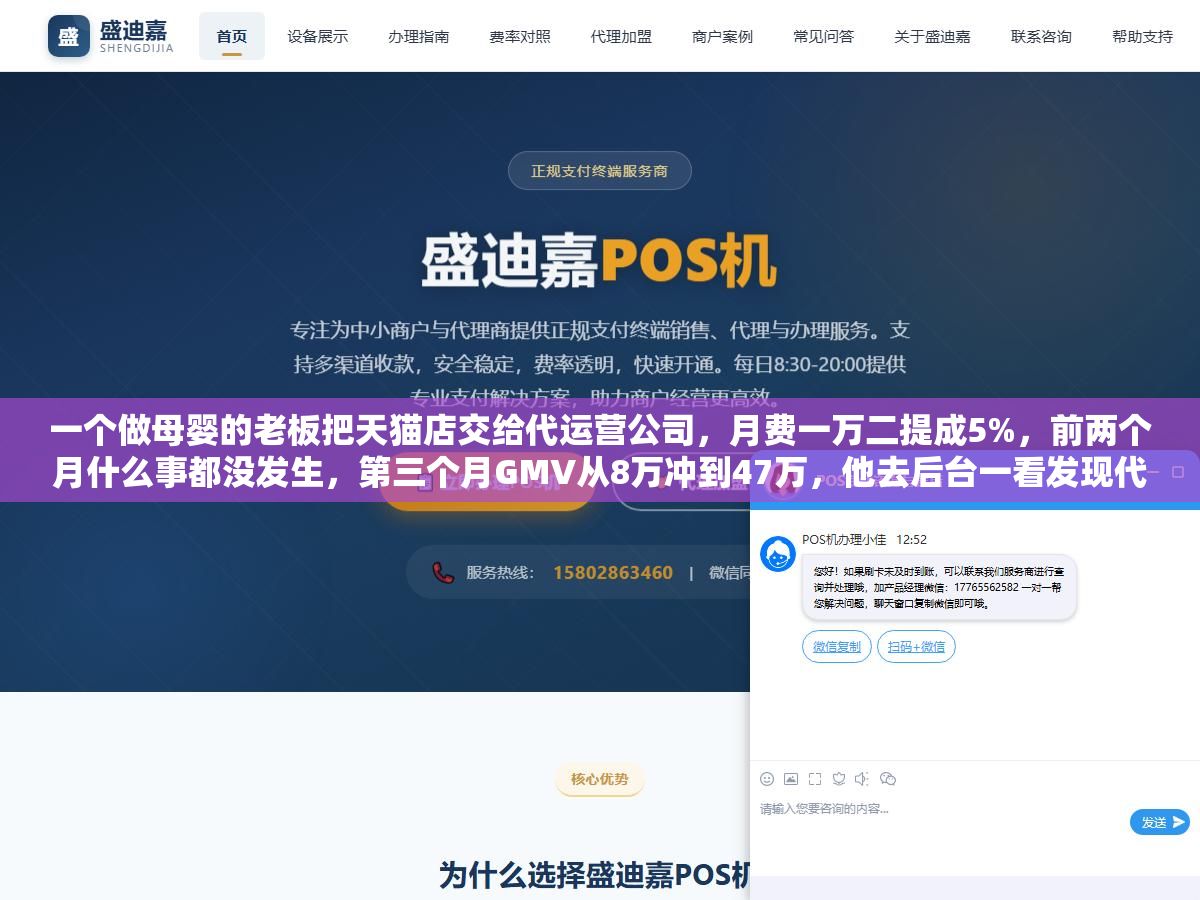3 - 一个做母婴的老板把天猫店交给代运营公司，月费一万二提成5%，前两个月什么事都没发生，第三个月GMV从8万冲到47万，他去后台一看发现代运营团队每天早上七点半发产品、十点调直通车出价、下午两点换详情页主图、晚上八点做直播复盘，自己招人干这些事至少要凑齐运营+美工+投手+主播四个人 - UC建站系统