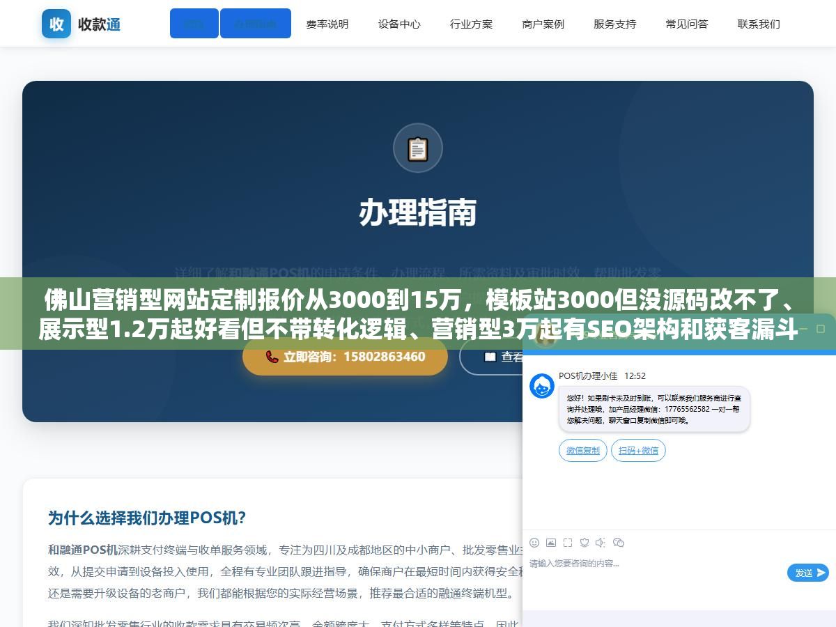 1 - 佛山营销型网站定制报价从3000到15万，模板站3000但没源码改不了、展示型1.2万起好看但不带转化逻辑、营销型3万起有SEO架构和获客漏斗、品牌型8万起设计精但见效慢，四种类型的交付内容、适用阶段、关键差别和报价背后的成本构成 - UC建站系统