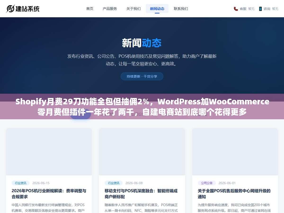 1 - Shopify月费29刀功能全包但抽佣2%，WordPress加WooCommerce零月费但插件一年花了两千，自建电商站到底哪个花得更多 - UC建站系统