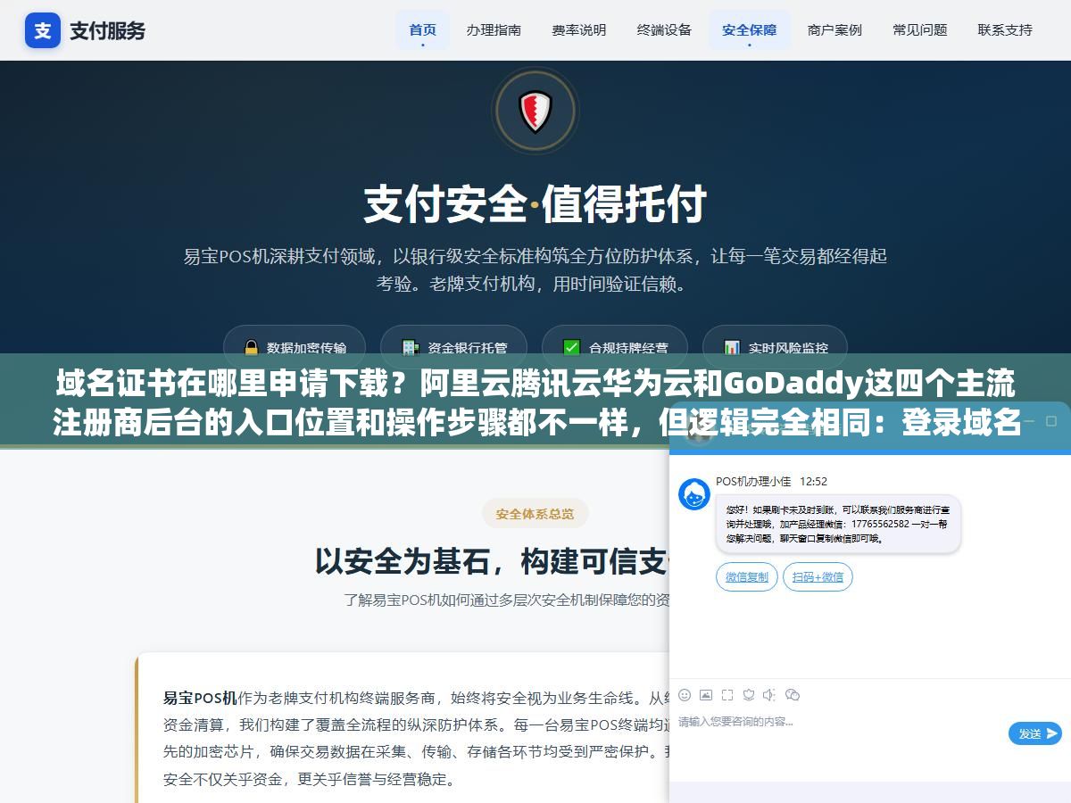 2 - 域名证书在哪里申请下载？阿里云腾讯云华为云和GoDaddy这四个主流注册商后台的入口位置和操作步骤都不一样，但逻辑完全相同：登录域名管理页面、找到要下载的域名点进详情、找"域名证书下载"按钮一键保存，海外注册商有些没有直接的"域名证书"入口要自己生成所有权证明文件 - UC建站系统