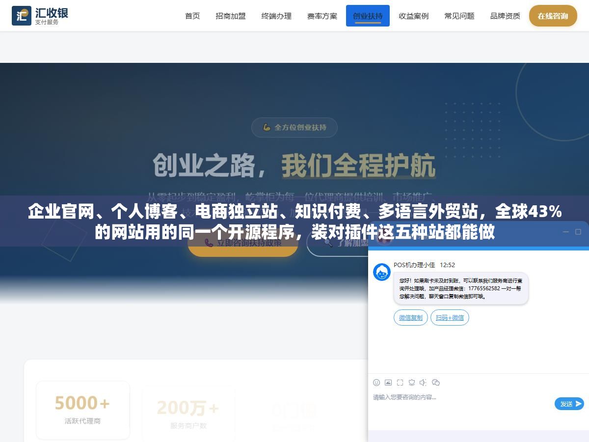 3 - 企业官网、个人博客、电商独立站、知识付费、多语言外贸站，全球43%的网站用的同一个开源程序，装对插件这五种站都能做 - UC建站系统