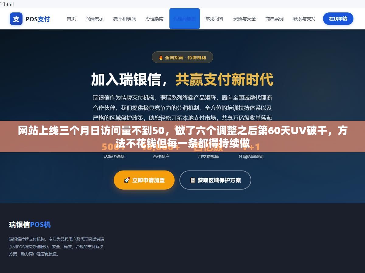 1 - 网站上线三个月日访问量不到50，做了六个调整之后第60天UV破千，方法不花钱但每一条都得持续做 - UC建站系统