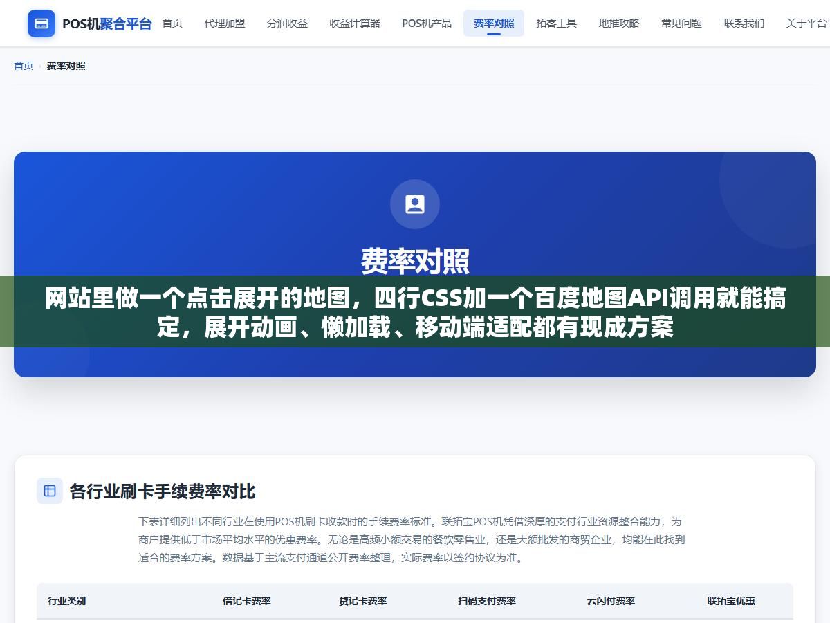 3 - 网站里做一个点击展开的地图，四行CSS加一个百度地图API调用就能搞定，展开动画、懒加载、移动端适配都有现成方案 - UC建站系统