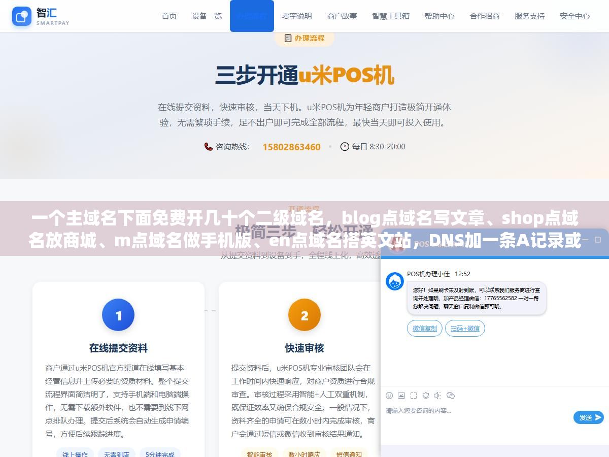 2 - 一个主域名下面免费开几十个二级域名，blog点域名写文章、shop点域名放商城、m点域名做手机版、en点域名搭英文站，DNS加一条A记录或者CNAME五分钟生效，但二级域名和子目录选错了搜索引擎会当两个独立站来算权重 - UC建站系统