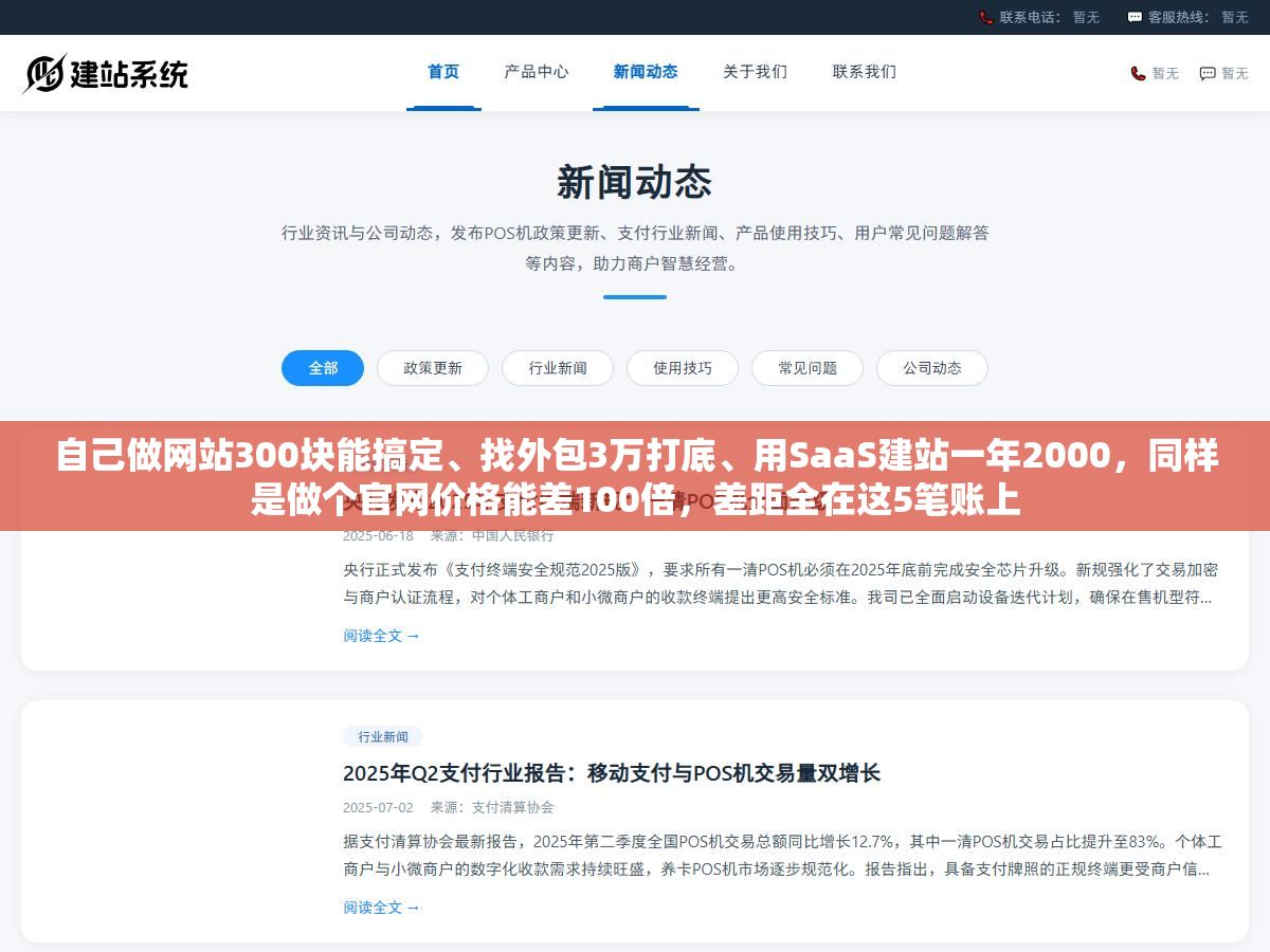 2 - 自己做网站300块能搞定、找外包3万打底、用SaaS建站一年2000，同样是做个官网价格能差100倍，差距全在这5笔账上 - UC建站系统
