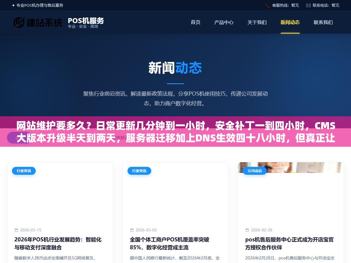 3 - 网站维护要多久？日常更新几分钟到一小时，安全补丁一到四小时，CMS大版本升级半天到两天，服务器迁移加上DNS生效四十八小时，但真正让老板着急的不是等多久而是维护期间SEO会不会崩 - UC建站系统
