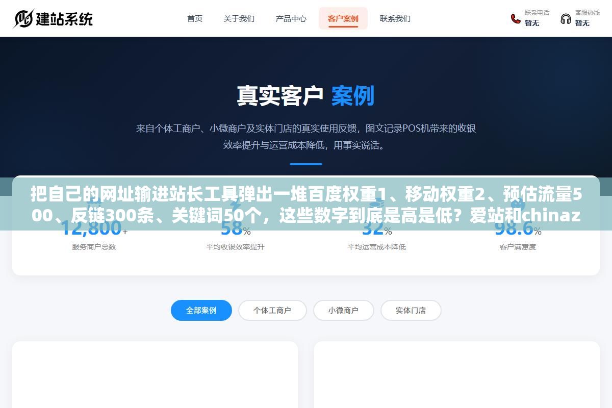 1 - 把自己的网址输进站长工具弹出一堆百度权重1、移动权重2、预估流量500、反链300条、关键词50个，这些数字到底是高是低？爱站和chinaz同一个站查出来权重差了2级该信谁的？网站收录5000条但索引量只有200是好事还是坏事？站长工具首页上11个核心指标一个一个拆开看，下次查自己的站不用再对着数据发懵 - UC建站系统