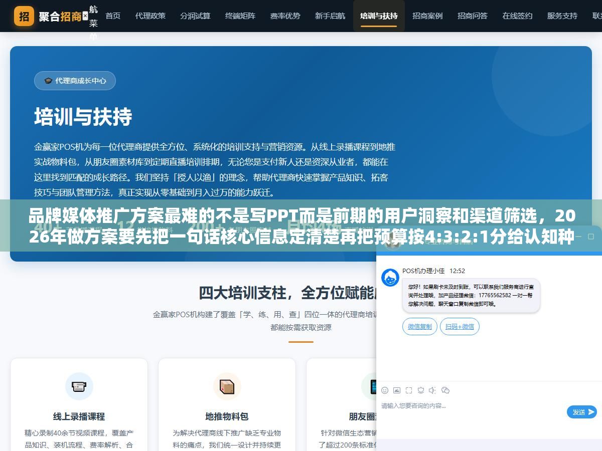 1 - 品牌媒体推广方案最难的不是写PPT而是前期的用户洞察和渠道筛选，2026年做方案要先把一句话核心信息定清楚再把预算按4:3:2:1分给认知种草转化私域四个阶段，渠道不用多两个打透就够 - UC建站系统