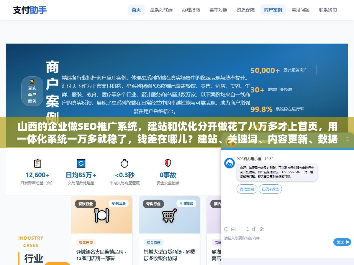 1 - 山西的企业做SEO推广系统，建站和优化分开做花了八万多才上首页，用一体化系统一万多就稳了，钱差在哪儿？建站、关键词、内容更新、数据监控、GEO优化、百度API推送，这7个功能模块拆开看哪个该自建哪个必须用系统 - UC建站系统