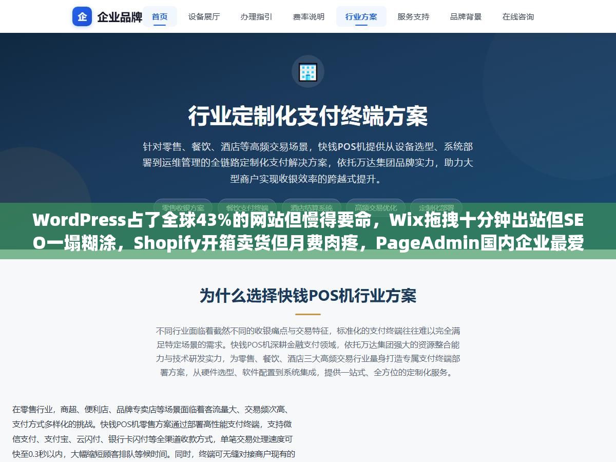2 - WordPress占了全球43%的网站但慢得要命，Wix拖拽十分钟出站但SEO一塌糊涂，Shopify开箱卖货但月费肉疼，PageAdmin国内企业最爱但学习成本高，8个建站系统没有最好只有最合适 - UC建站系统