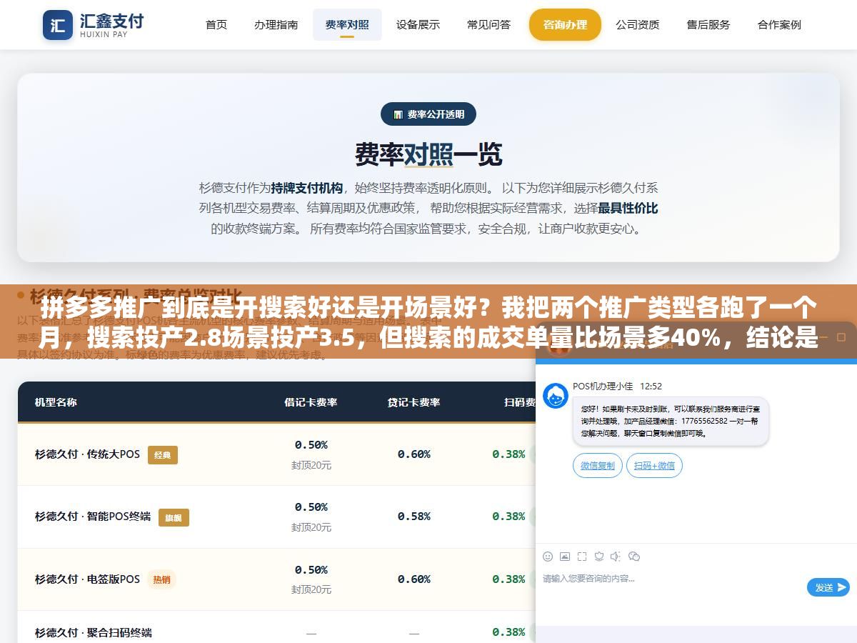 1 - 拼多多推广到底是开搜索好还是开场景好？我把两个推广类型各跑了一个月，搜索投产2.8场景投产3.5，但搜索的成交单量比场景多40%，结论是新品先开搜索打标签、老品场景放量冲排名 - UC建站系统