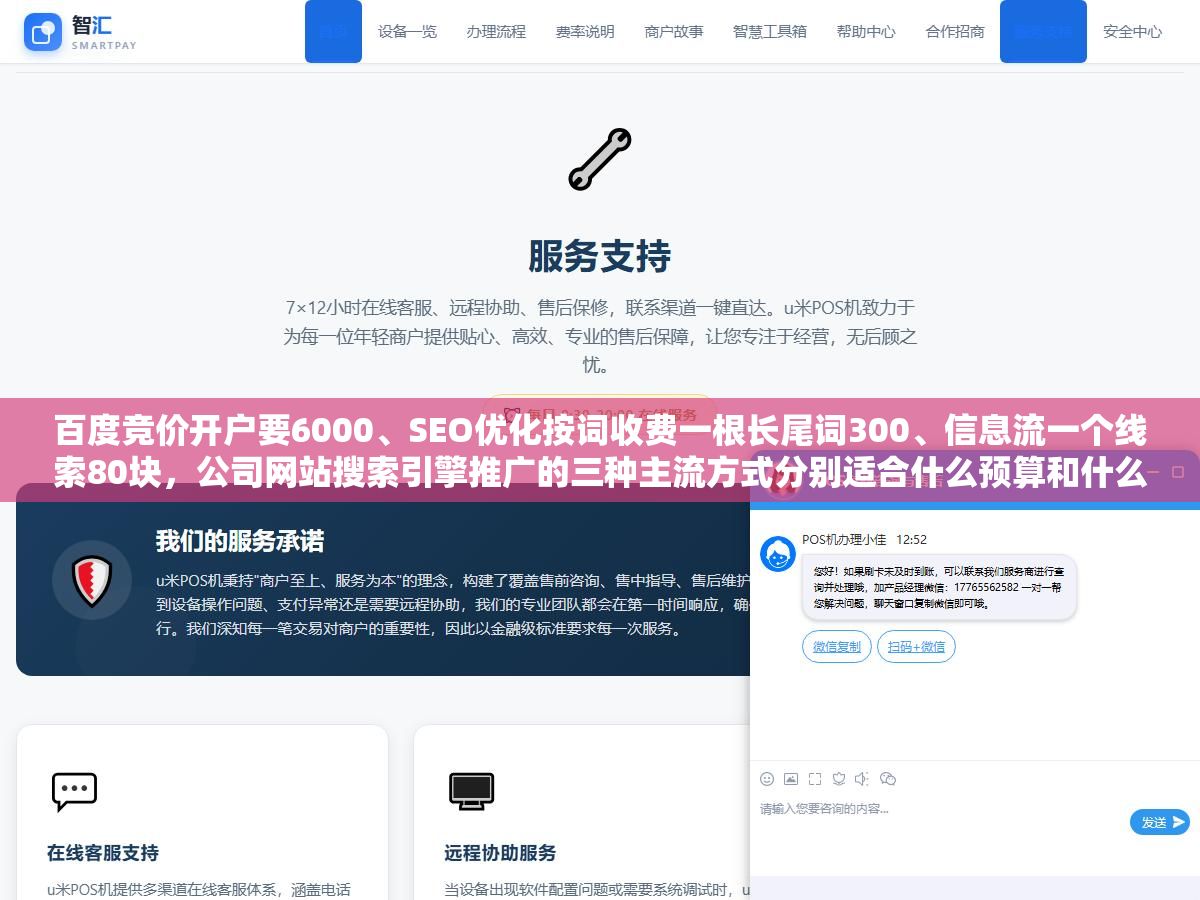 2 - 百度竞价开户要6000、SEO优化按词收费一根长尾词300、信息流一个线索80块，公司网站搜索引擎推广的三种主流方式分别适合什么预算和什么行业 - UC建站系统