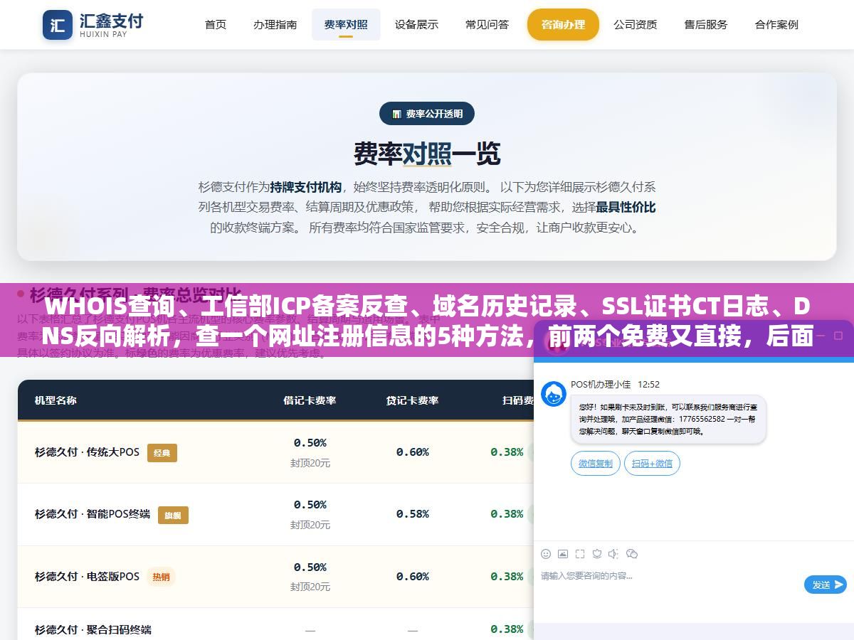 1 - WHOIS查询、工信部ICP备案反查、域名历史记录、SSL证书CT日志、DNS反向解析，查一个网址注册信息的5种方法，前两个免费又直接，后面三个能扒出更多隐藏信息 - UC建站系统