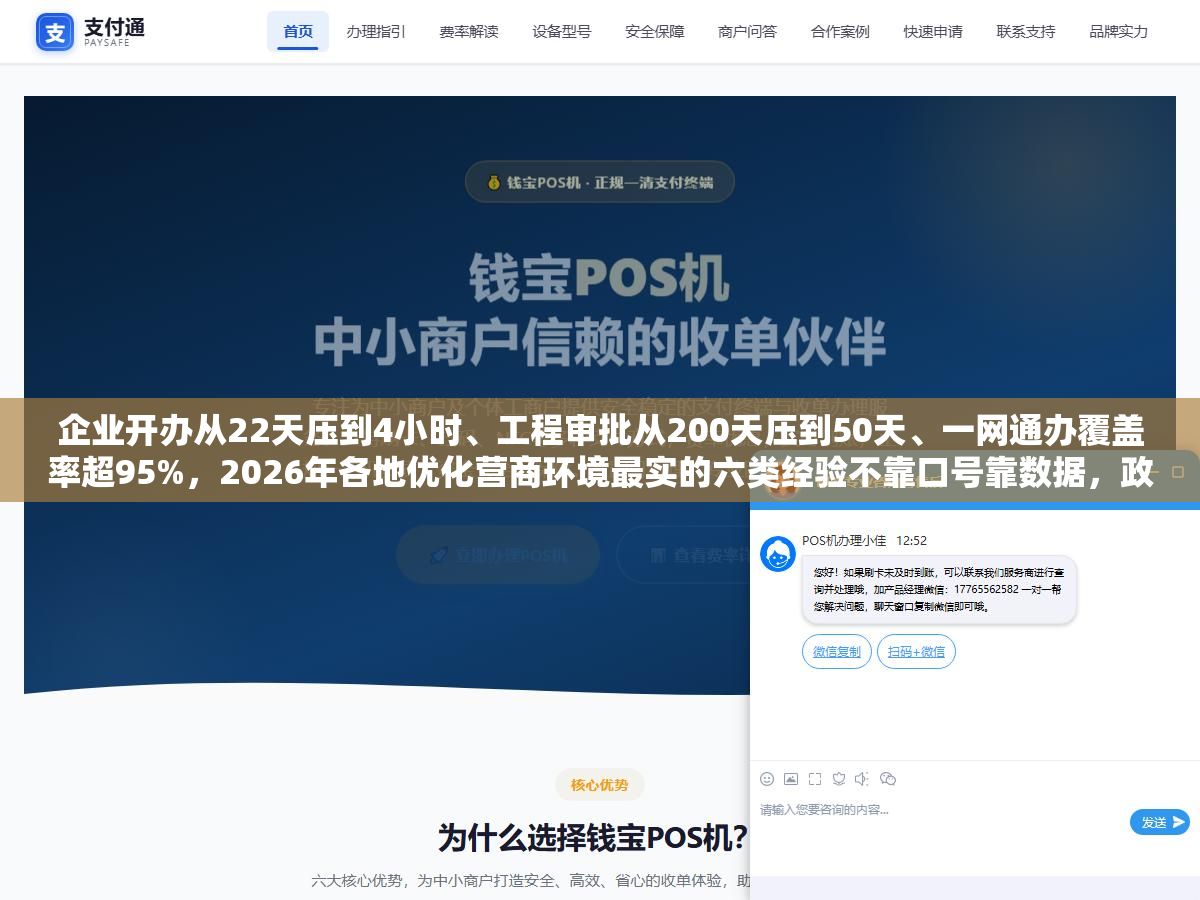 2 - 企业开办从22天压到4小时、工程审批从200天压到50天、一网通办覆盖率超95%，2026年各地优化营商环境最实的六类经验不靠口号靠数据，政务服务效率、法治保障、要素供给、监管创新、跨境便利、政企沟通每一条都有具体案例和数字 - UC建站系统