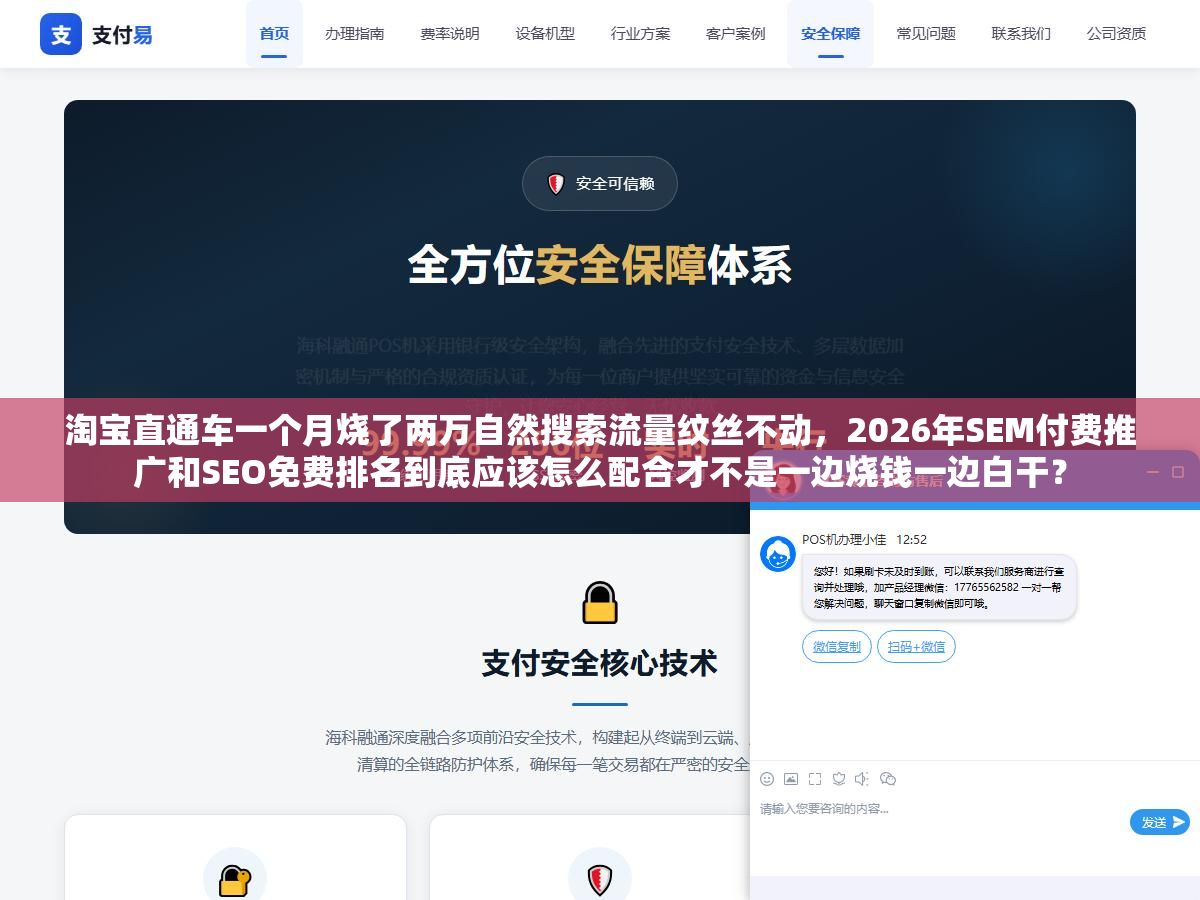 淘宝直通车一个月烧了两万自然搜索流量纹丝不动，2026年SEM付费推广和SEO免费排名到底应该怎么配合才不是一边烧钱一边白干？