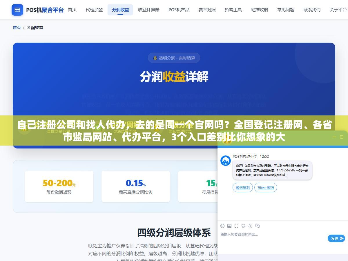 自己注册公司和找人代办，去的是同一个官网吗？全国登记注册网、各省市监局网站、代办平台，3个入口差别比你想象的大