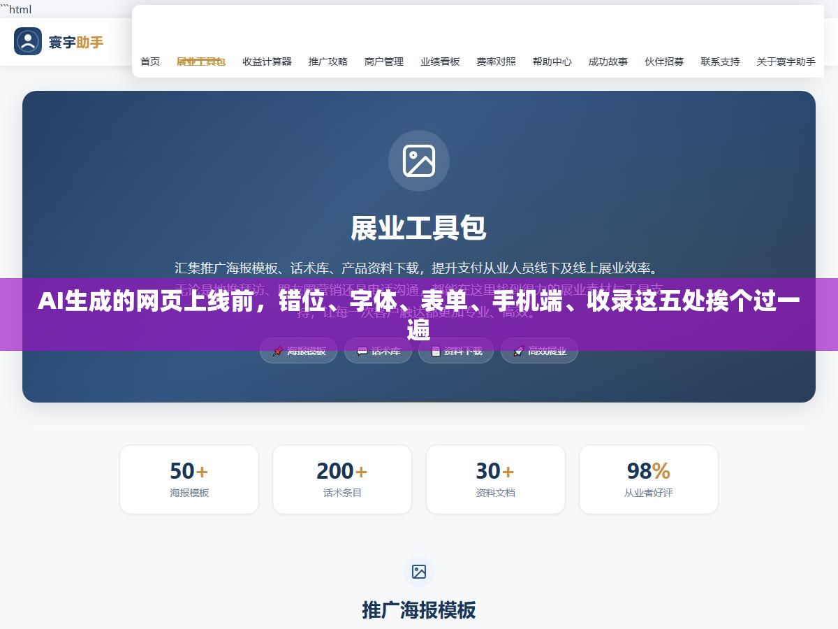 3 - AI生成的网页上线前，错位、字体、表单、手机端、收录这五处挨个过一遍 - UC建站系统