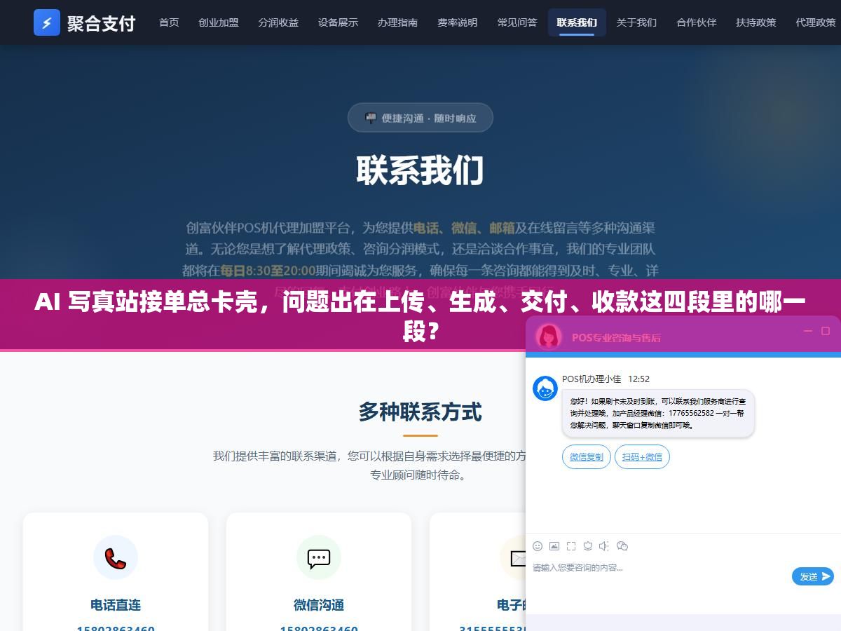 AI 写真站接单总卡壳，问题出在上传、生成、交付、收款这四段里的哪一段？