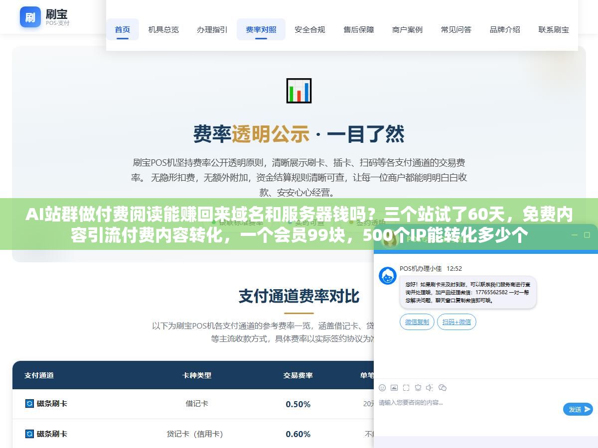 3 - AI站群做付费阅读能赚回来域名和服务器钱吗？三个站试了60天，免费内容引流付费内容转化，一个会员99块，500个IP能转化多少个 - UC建站系统
