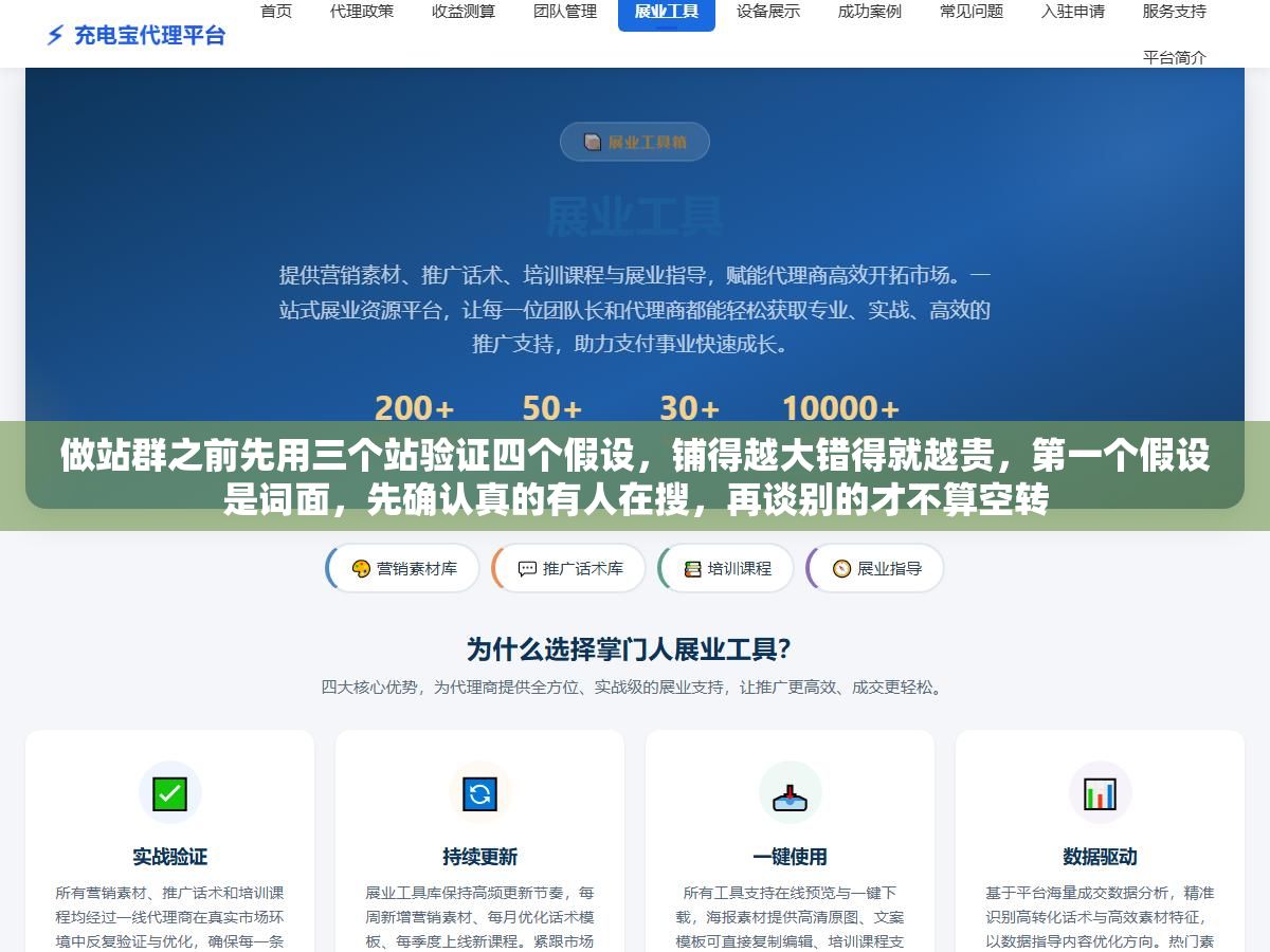 3 - 做站群之前先用三个站验证四个假设，铺得越大错得就越贵，第一个假设是词面，先确认真的有人在搜，再谈别的才不算空转 - UC建站系统