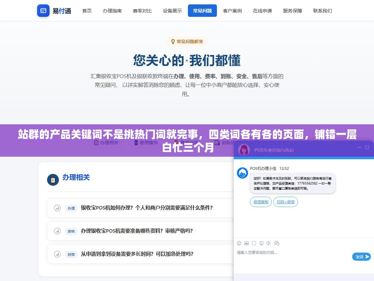 3 - 站群的产品关键词不是挑热门词就完事，四类词各有各的页面，铺错一层白忙三个月 - UC建站系统