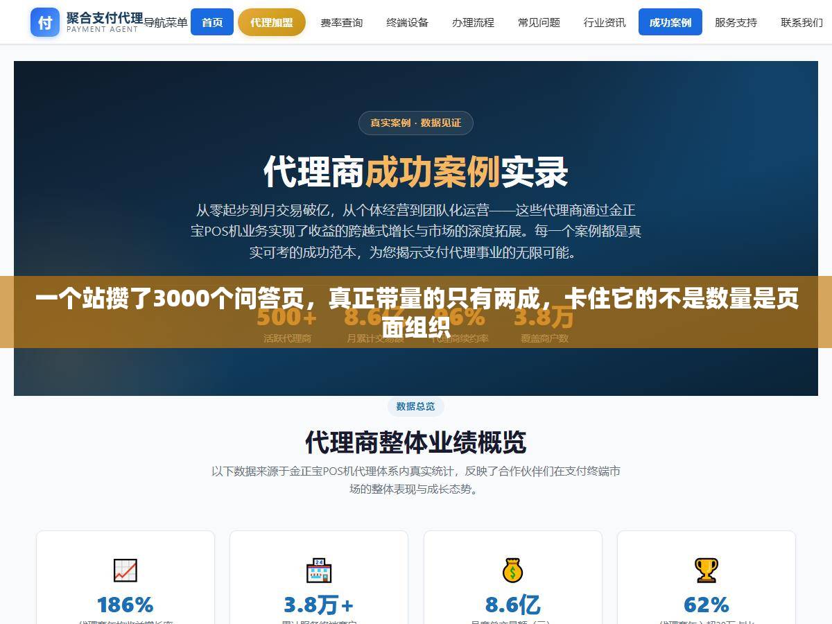 一个站攒了3000个问答页，真正带量的只有两成，卡住它的不是数量是页面组织
