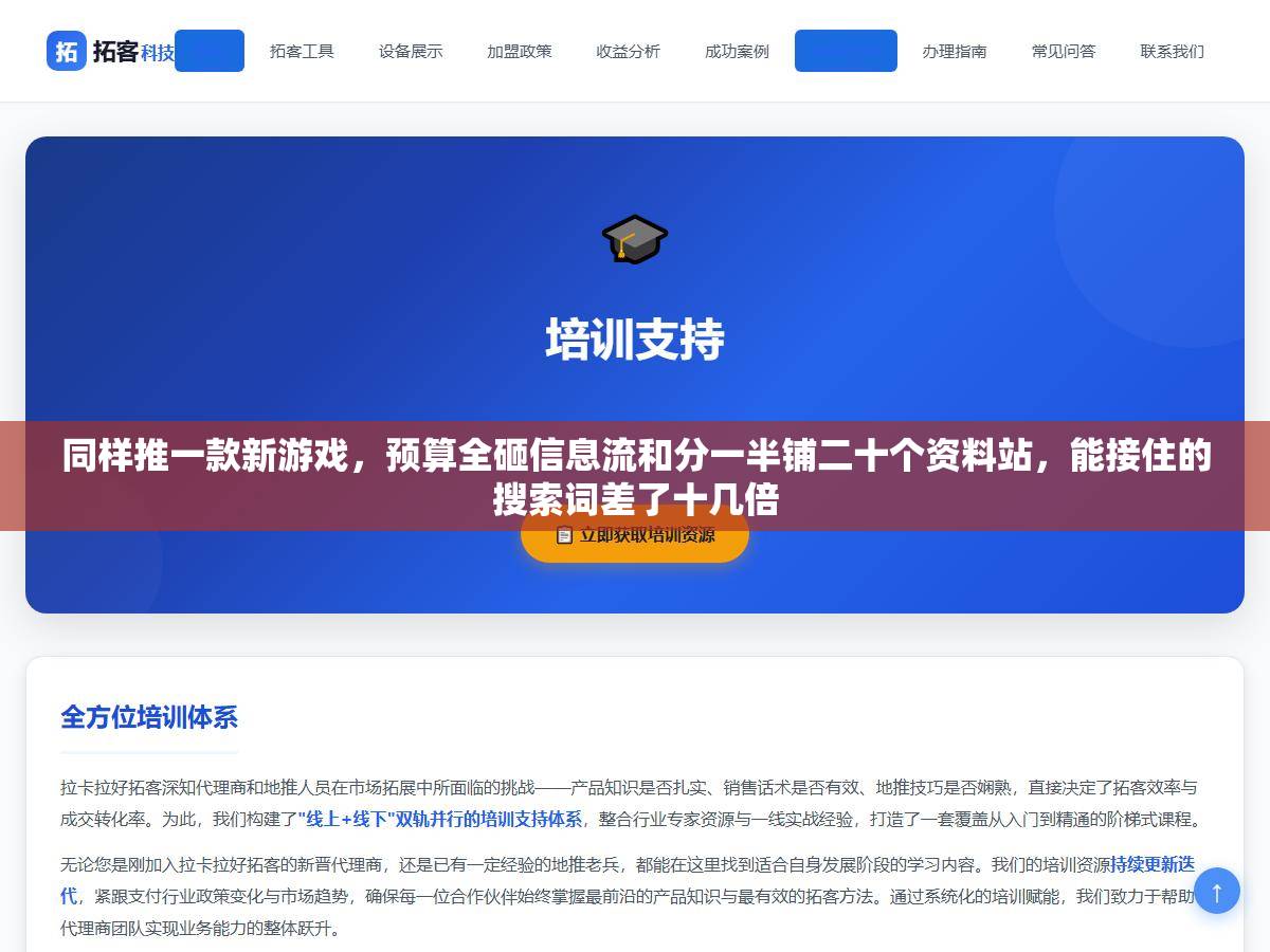 同样推一款新游戏，预算全砸信息流和分一半铺二十个资料站，能接住的搜索词差了十几倍