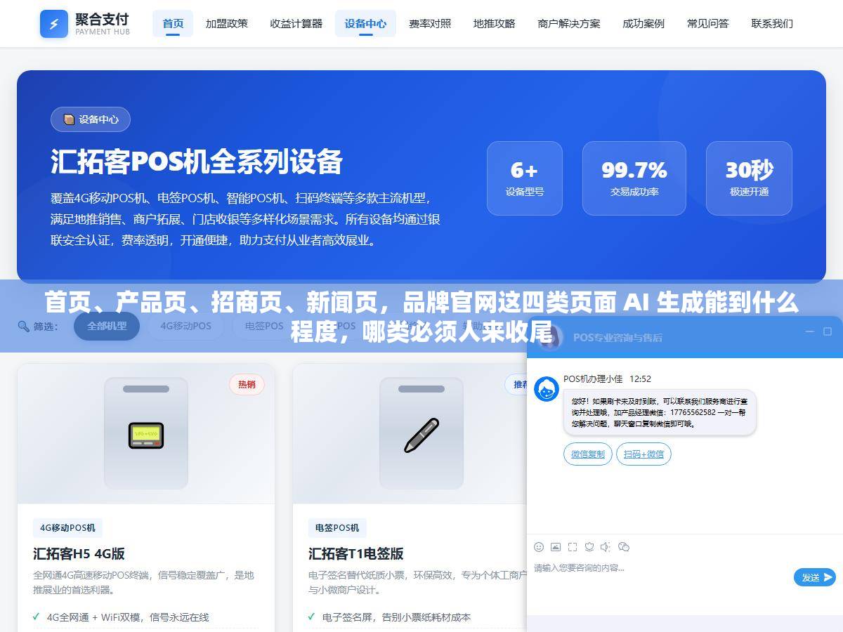 首页、产品页、招商页、新闻页，品牌官网这四类页面 AI 生成能到什么程度，哪类必须人来收尾