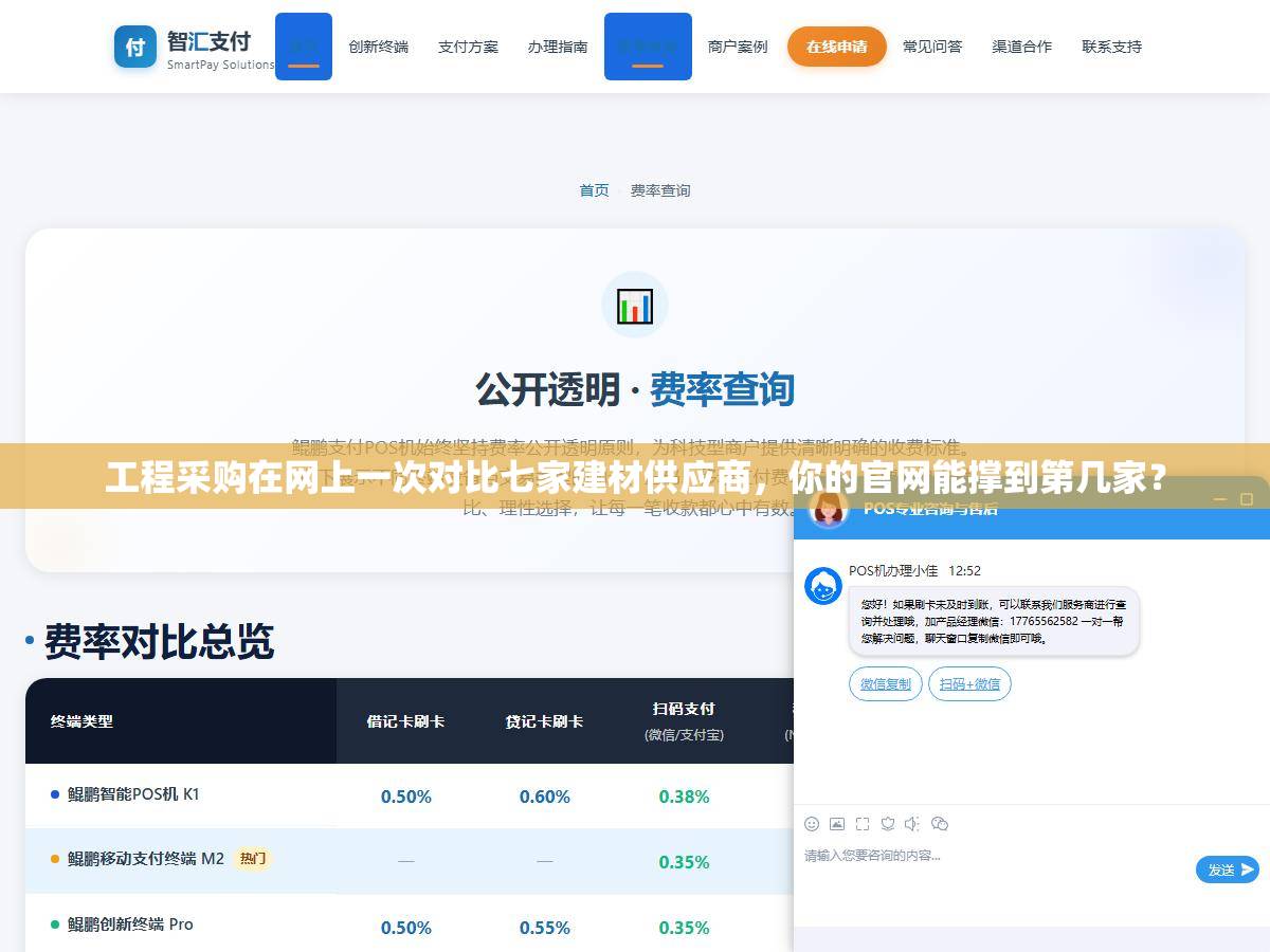 工程采购在网上一次对比七家建材供应商，你的官网能撑到第几家？