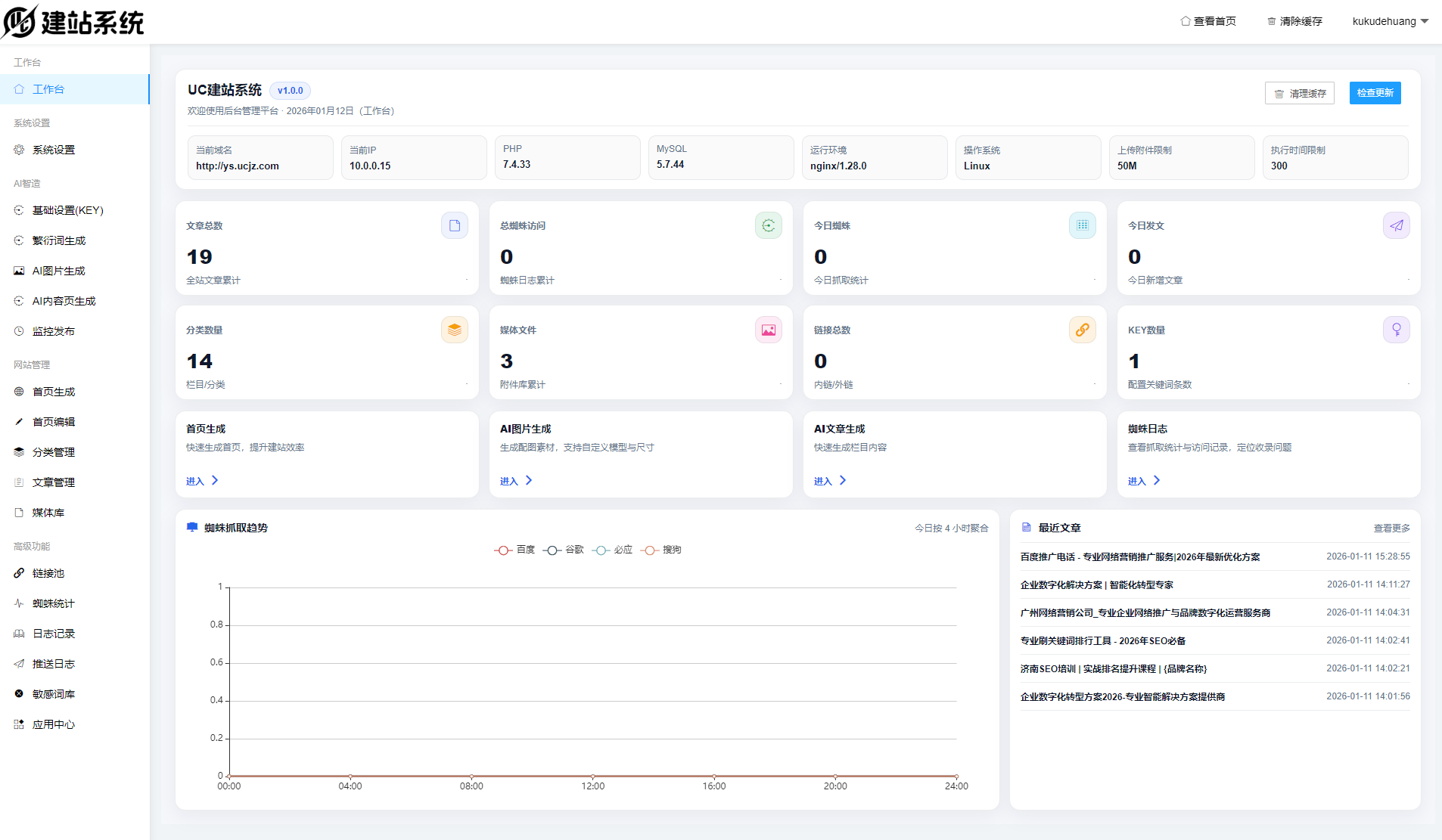 UC建站系统界面