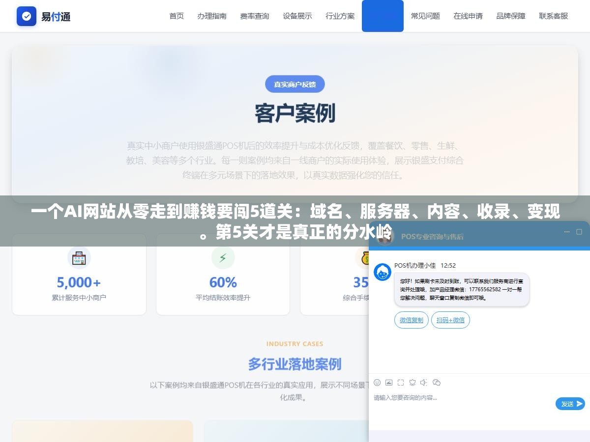 1 - 一个AI网站从零走到赚钱要闯5道关：域名、服务器、内容、收录、变现。第5关才是真正的分水岭 - UC建站系统