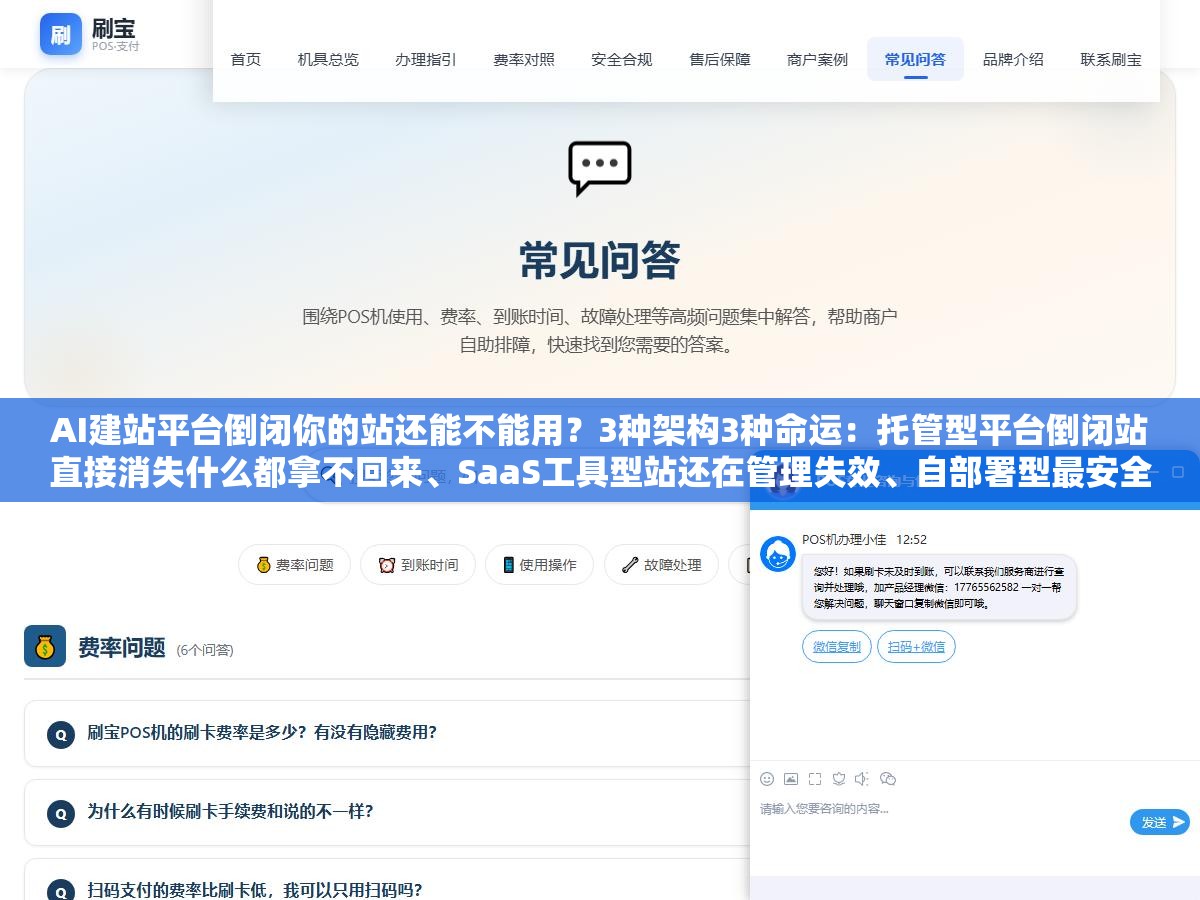 3 - AI建站平台倒闭你的站还能不能用？3种架构3种命运：托管型平台倒闭站直接消失什么都拿不回来、SaaS工具型站还在管理失效、自部署型最安全但你自己维护。选平台前先问清是哪一种架构 - UC建站系统