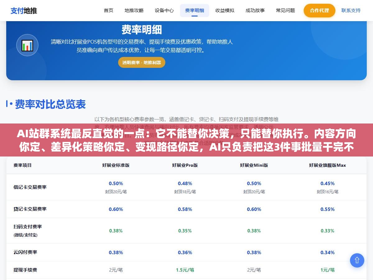 3 - AI站群系统最反直觉的一点：它不能替你决策，只能替你执行。内容方向你定、差异化策略你定、变现路径你定，AI只负责把这3件事批量干完不出错 - UC建站系统
