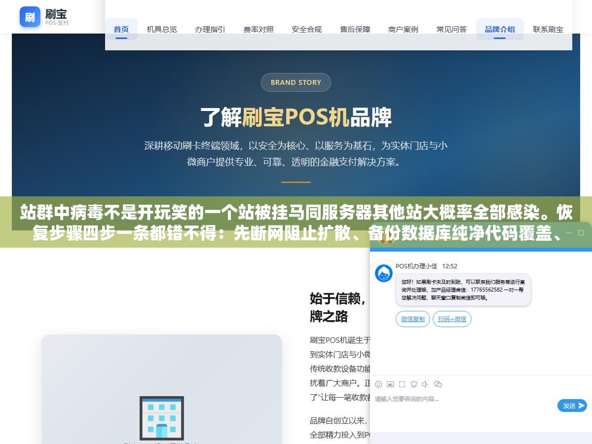 1 - 站群中病毒不是开玩笑的一个站被挂马同服务器其他站大概率全部感染。恢复步骤四步一条都错不得：先断网阻止扩散、备份数据库纯净代码覆盖、批量改所有服务器密码SSH密钥站长平台验证、恢复收录周期少则数周多则数月 - UC建站系统
