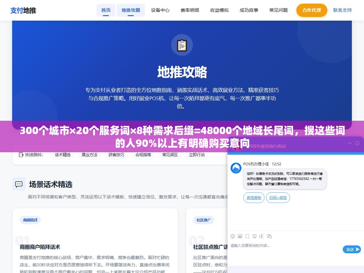1 - 300个城市×20个服务词×8种需求后缀=48000个地域长尾词，搜这些词的人90%以上有明确购买意向 - UC建站系统