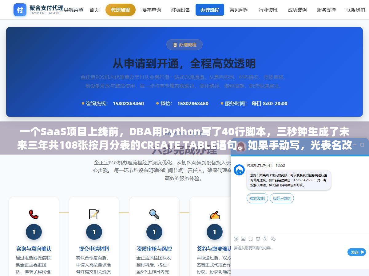 2 - 一个SaaS项目上线前，DBA用Python写了40行脚本，三秒钟生成了未来三年共108张按月分表的CREATE TABLE语句。如果手动写，光表名改108次就得半小时，还不算字段名敲错返工的时间。 - UC建站系统