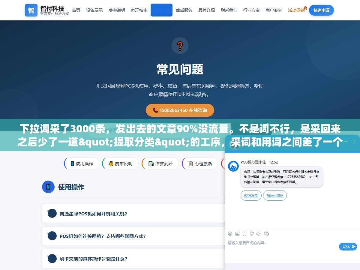 2 - 下拉词采了3000条，发出去的文章90%没流量。不是词不行，是采回来之后少了一道"提取分类"的工序，采词和用词之间差了一个筛选器 - UC建站系统