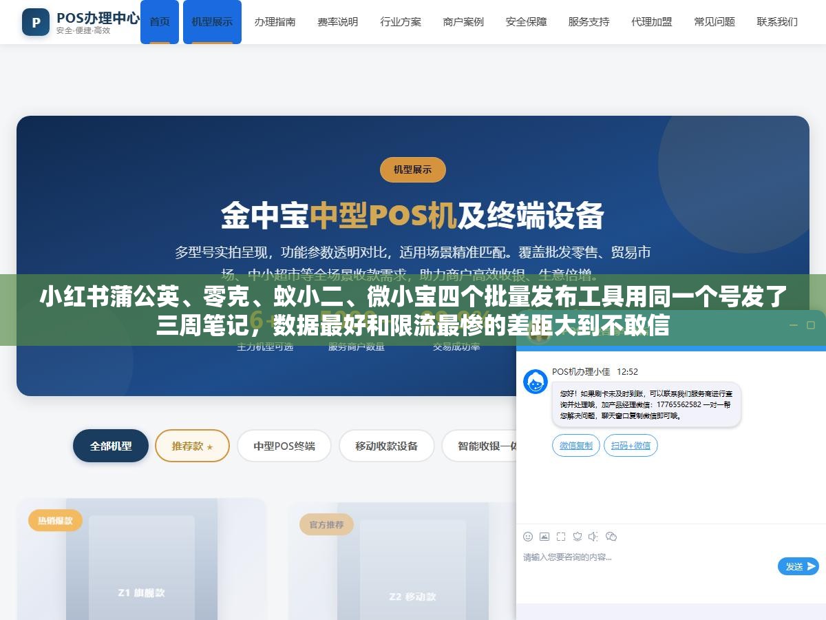 3 - 小红书蒲公英、零克、蚁小二、微小宝四个批量发布工具用同一个号发了三周笔记，数据最好和限流最惨的差距大到不敢信 - UC建站系统