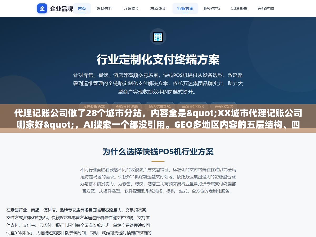 代理记账公司做了28个城市分站,内容全是"XX城市代理记账公司哪家好",AI搜索一个都没引用。GEO多地区内容的五层结构、四类数据、三条管道怎么搭才不会被当成模板站 2 - 代理记账公司做了28个城市分站,内容全是"XX城市代理记账公司哪家好",AI搜索一个都没引用。GEO多地区内容的五层结构、四类数据、三条管道怎么搭才不会被当成模板站 - UC建站系统