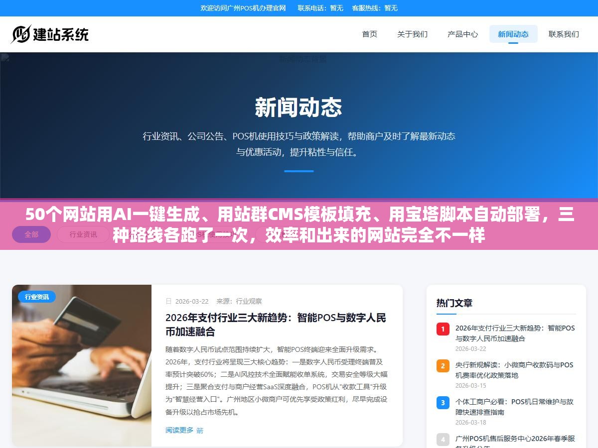 2 - 50个网站用AI一键生成、用站群CMS模板填充、用宝塔脚本自动部署，三种路线各跑了一次，效率和出来的网站完全不一样 - UC建站系统