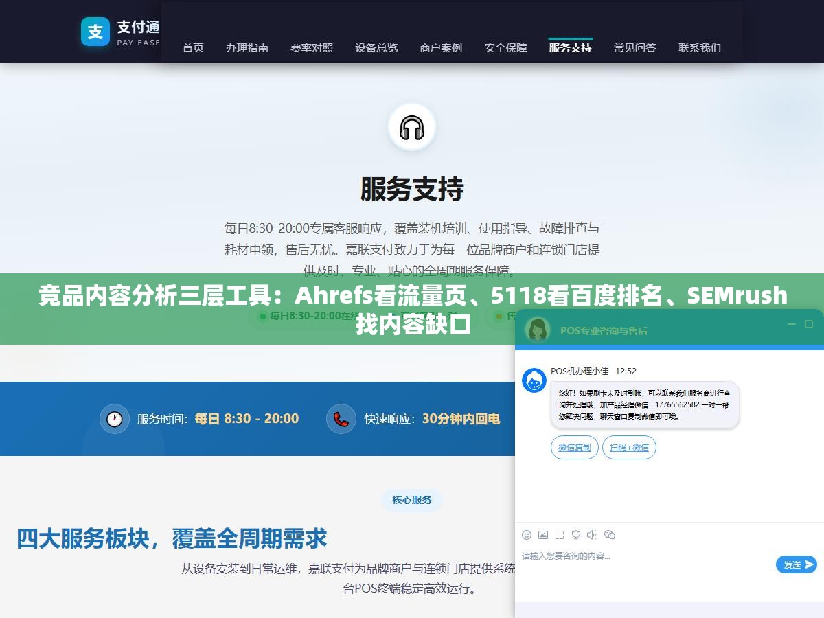 竞品内容分析三层工具：Ahrefs看流量页、5118看百度排名、SEMrush找内容缺口
